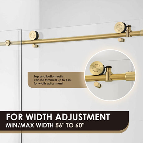 Cosette 60" W x 58" H Single Sliding Frameless Tub Door with Clear Glass