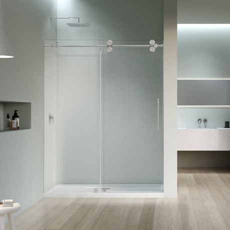 Cosette 60" W x 78" H Single Sliding Frameless Shower Door with Clear Glass