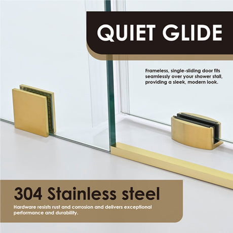 Cosette 60" W x 78" H Single Sliding Frameless Shower Door with Clear Glass