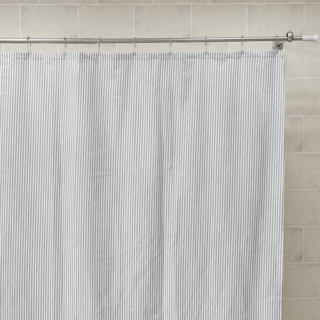Cotton Duck Shower Curtain - White/Black Stripes