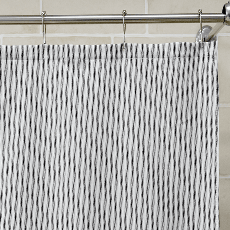 Cotton Duck Shower Curtain - White/Black Stripes