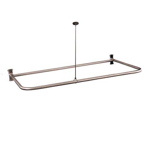 D-Shaped Solid Brass Shower Rod with Ceiling Support