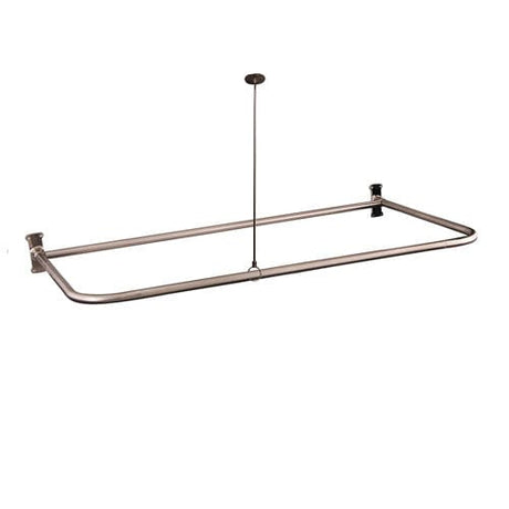 D-Shaped Solid Brass Shower Rod with Ceiling Support