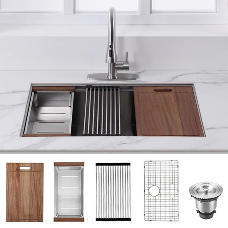 Daggett Stainless Steel Single-Bowl Workstation Undermount Sink