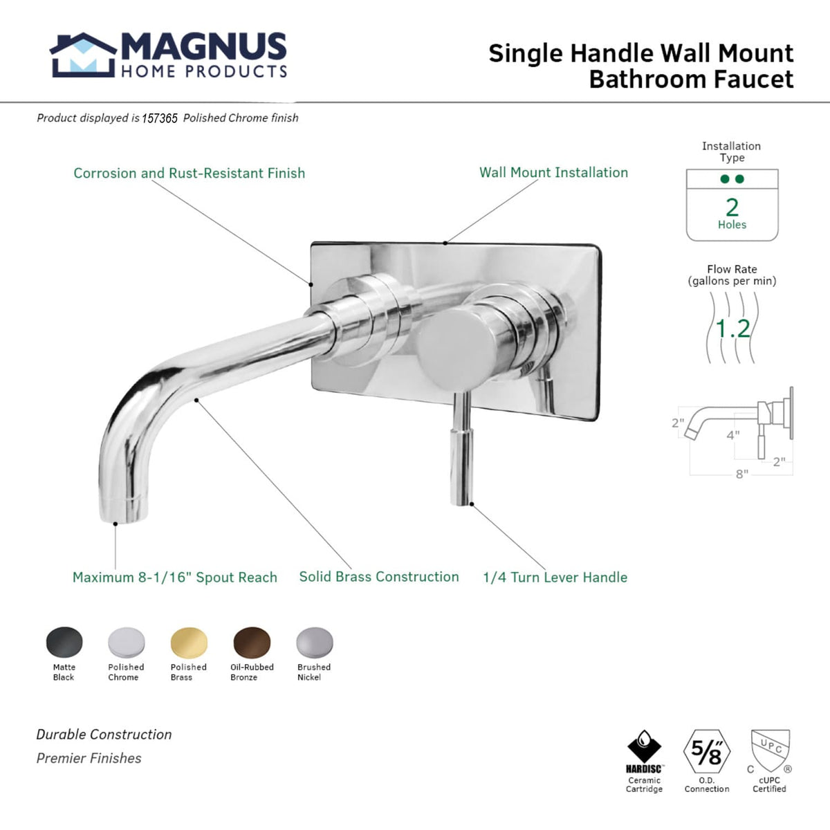 Darwin Single-Handle Wall-Mount Bathroom Faucet