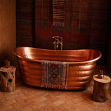 66" Elara Hammered Copper Double-Slipper Freestanding Tub