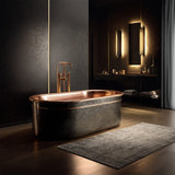 58" Forge Black Hammered Copper Freestanding Tub with Polished Copper Interior