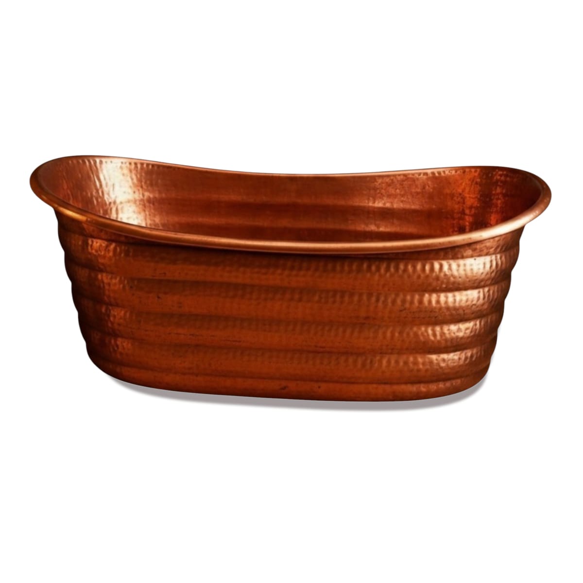 66" Elara Hammered Copper Double-Slipper Freestanding Tub