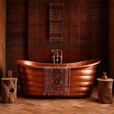 66" Elara Hammered Copper Double-Slipper Freestanding Tub