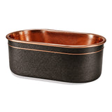58" Forge Black Hammered Copper Freestanding Tub with Polished Copper Interior