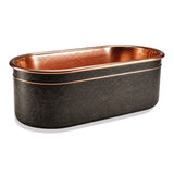 58" Forge Black Hammered Copper Freestanding Tub with Polished Copper Interior