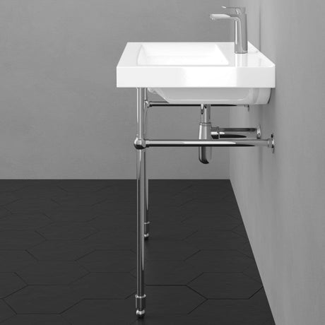 Drake Vitreous China Console Bathroom Sink with Brass Stand