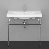 Drake Vitreous China Console Bathroom Sink with Brass Stand