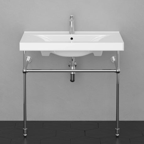 Drake Vitreous China Console Bathroom Sink with Brass Stand