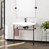 Drake Vitreous China Console Bathroom Sink with Brass Stand