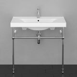Drake Vitreous China Console Bathroom Sink with Brass Stand