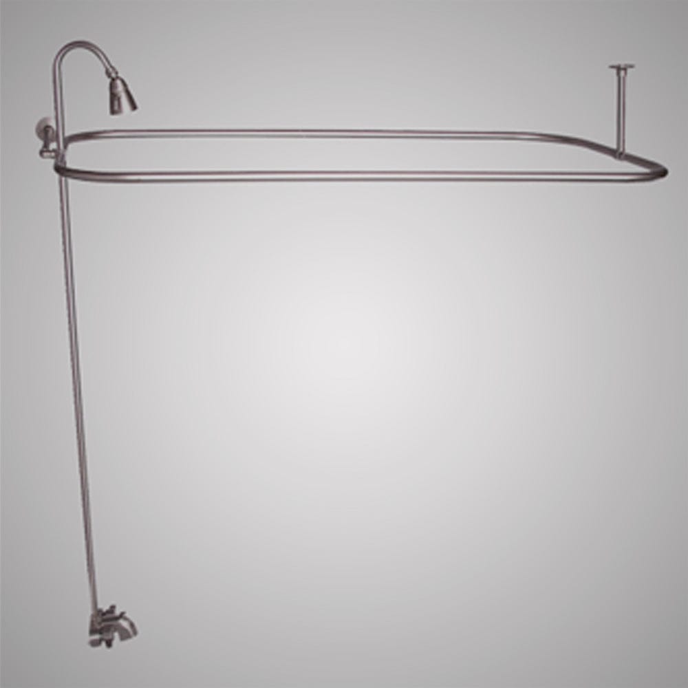 Economy-Style Diverter Tub Faucet with Shower Rod (Includes Reversible Wall Support), Riser and Shower Head