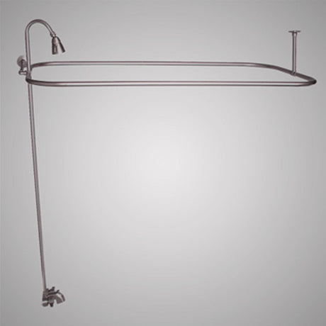Economy-Style Diverter Tub Faucet with Shower Rod (Includes Reversible Wall Support), Riser and Shower Head