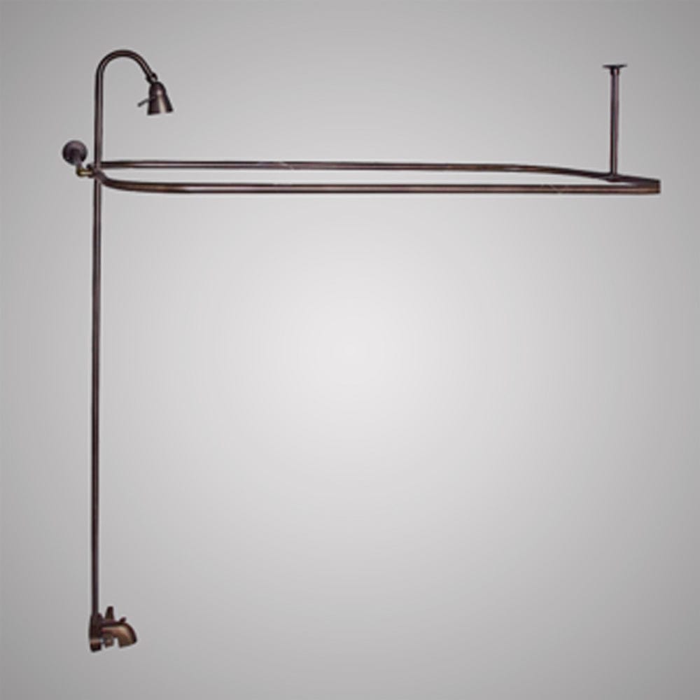 Economy-Style Diverter Tub Faucet with Shower Rod (Includes Reversible Wall Support), Riser and Shower Head