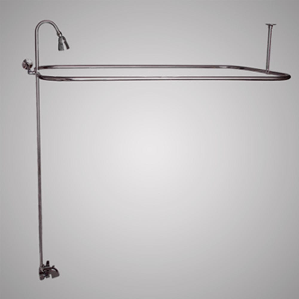 Economy-Style Diverter Tub Faucet with Shower Rod (Includes Reversible Wall Support), Riser and Shower Head