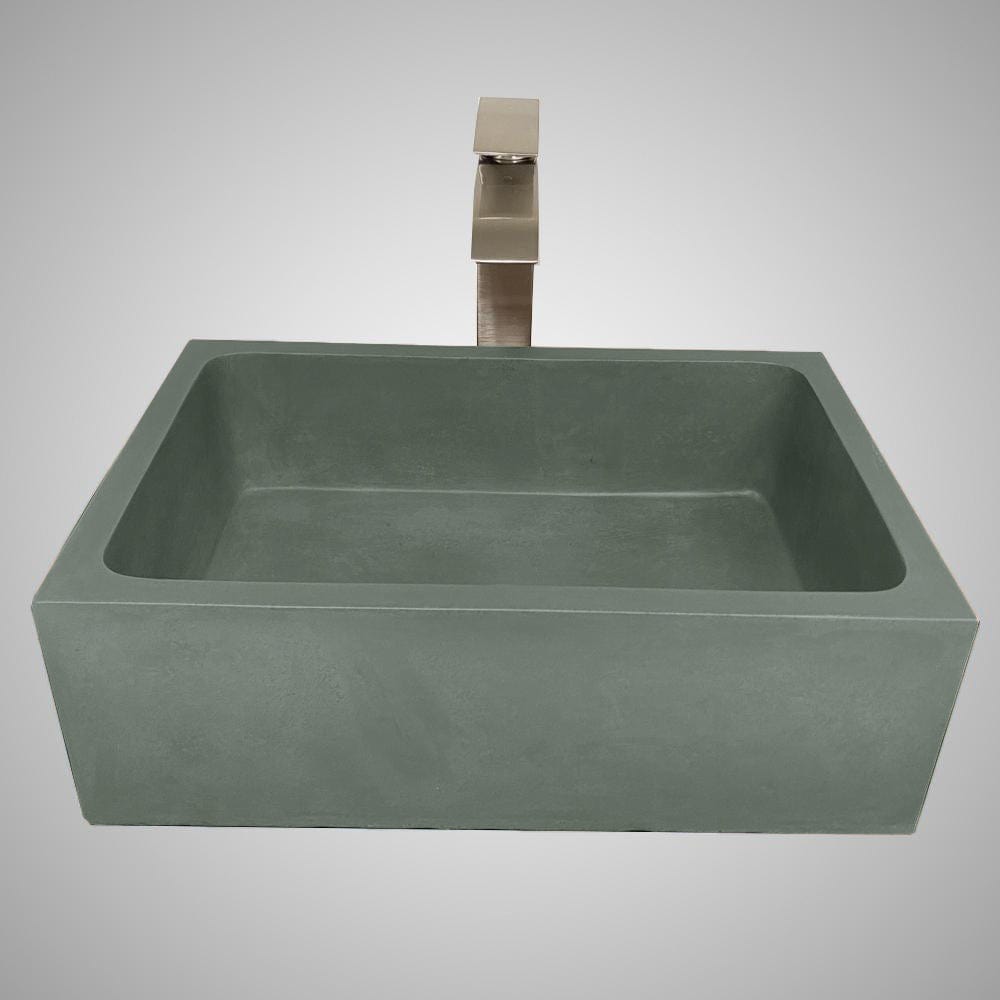 Edsall Rectangular Cast Concrete Vessel Sink - Copper Green
