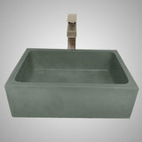 Edsall Rectangular Cast Concrete Vessel Sink - Copper Green