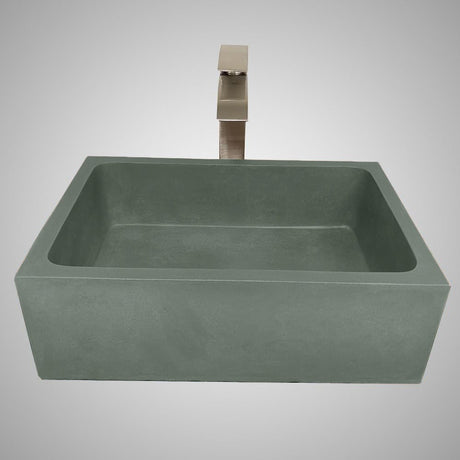 Edsall Rectangular Cast Concrete Vessel Sink - Copper Green