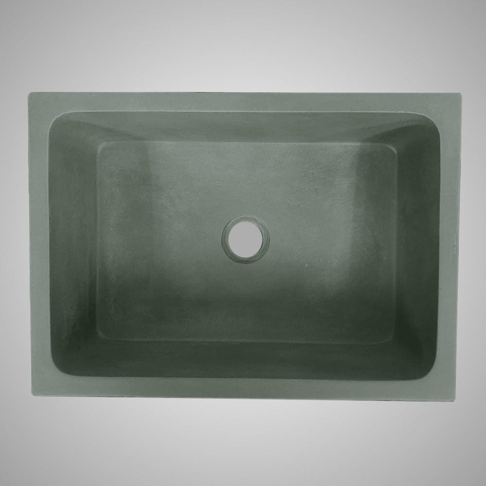 Edsall Rectangular Cast Concrete Vessel Sink - Copper Green