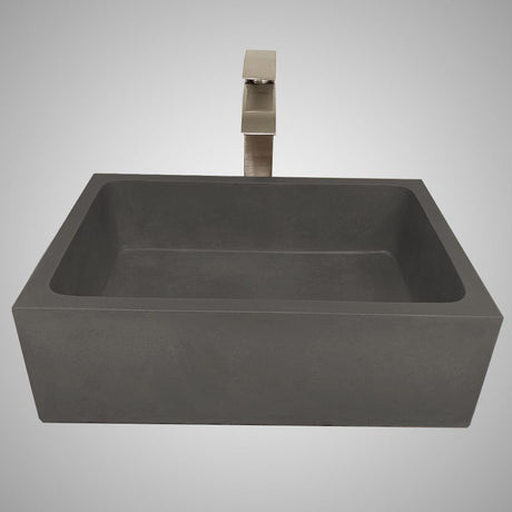 Edsall Rectangular Cast Concrete Vessel Sink - Dusk Grey