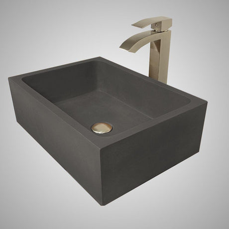 Edsall Rectangular Cast Concrete Vessel Sink - Dusk Grey