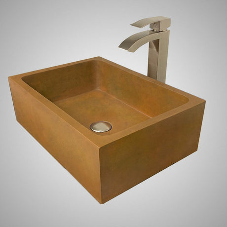 Edsall Rectangular Cast Concrete Vessel Sink - Vintage Brown