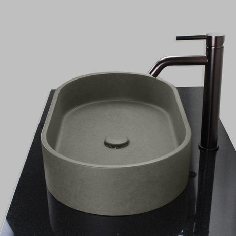 Enderby Oval Cast Concrete Vessel Sink - Dark Gray
