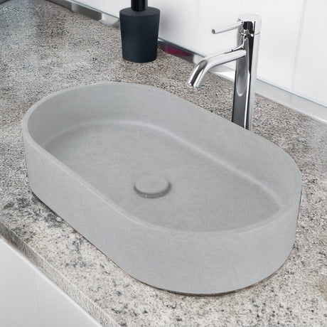 Enderby Oval Cast Concrete Vessel Sink - Light Gray