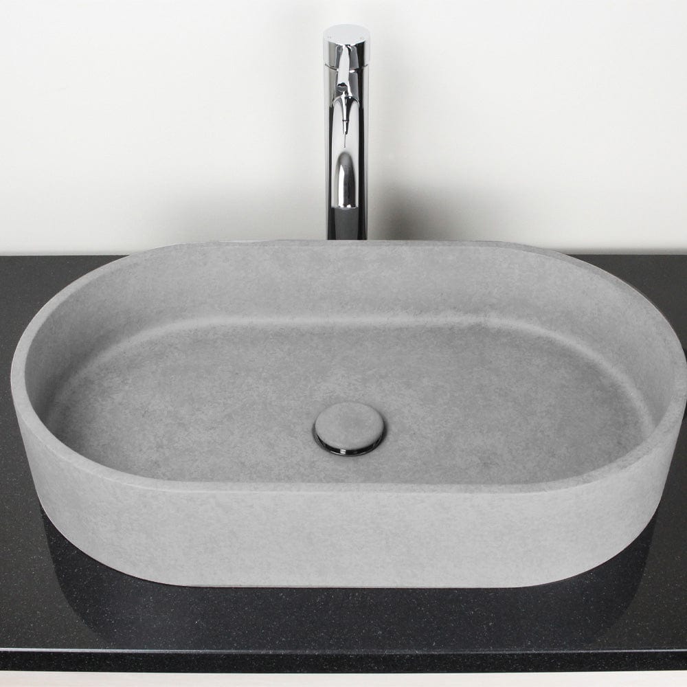 Enderby Oval Cast Concrete Vessel Sink - Light Gray