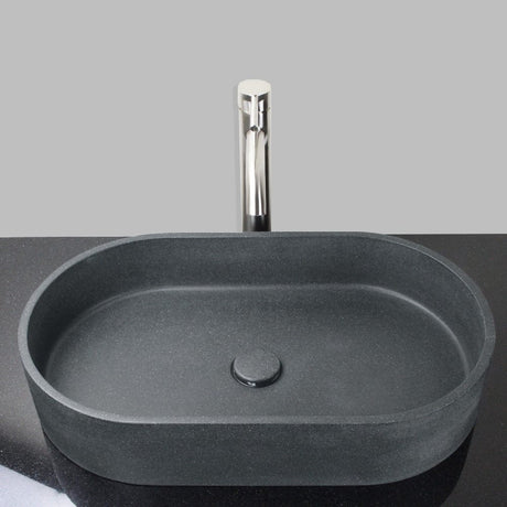 Enderby Oval Cast Concrete Vessel Sink - Speckled Dark Gray Sandstone