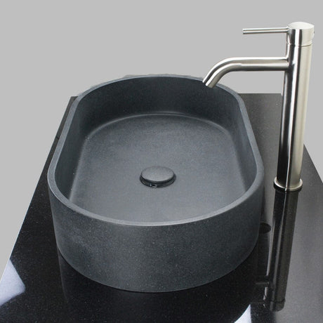 Enderby Oval Cast Concrete Vessel Sink - Speckled Dark Gray Sandstone
