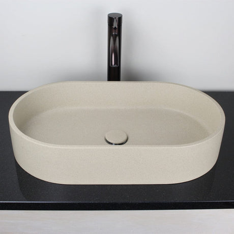 Enderby Oval Cast Concrete Vessel Sink - White Sandstone