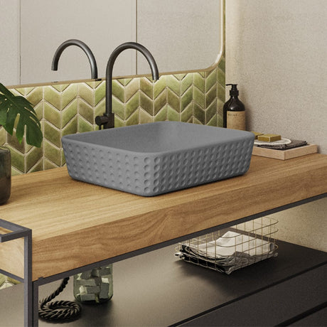 Faber Rectangular Cast Concrete Vessel Sink - Dark Grey