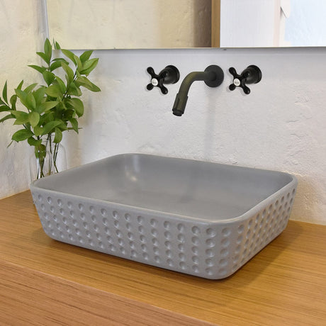 Faber Rectangular Cast Concrete Vessel Sink - Dark Grey