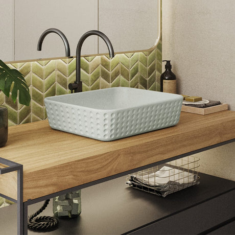 Faber Rectangular Cast Concrete Vessel Sink - Light Grey