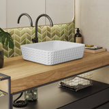 Faber Rectangular Cast Concrete Vessel Sink - White