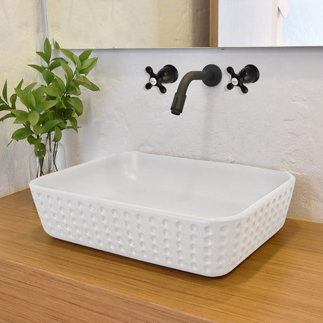 Faber Rectangular Cast Concrete Vessel Sink - White