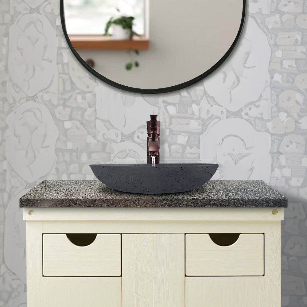 Faper Round Cast Concrete Vessel Sink - Black