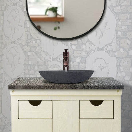 Faper Round Cast Concrete Vessel Sink - Black