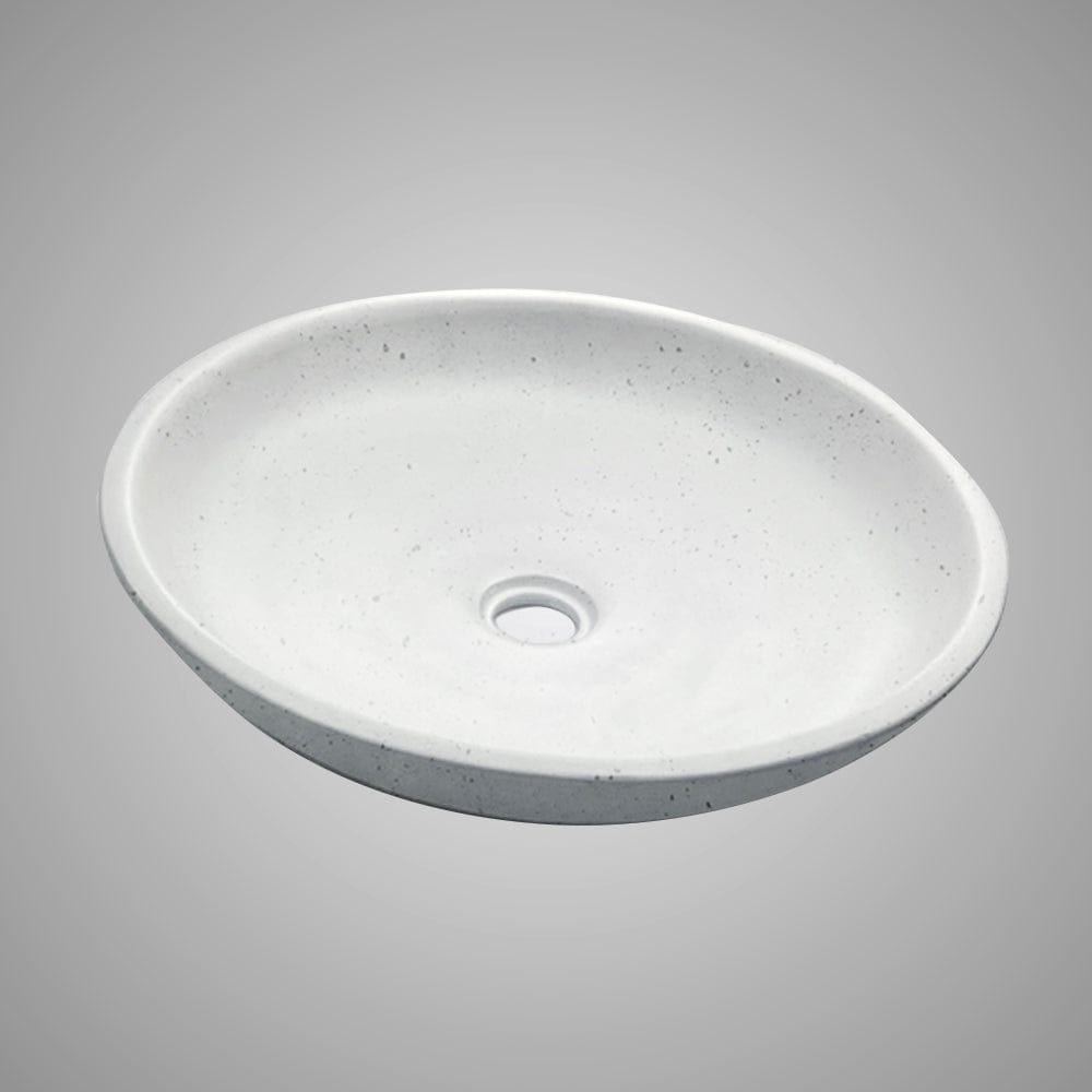 Faper Round Cast Concrete Vessel Sink - White