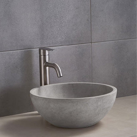 Felpy Round Cast Concrete Vessel Sink - Light Gray with Textured Finish