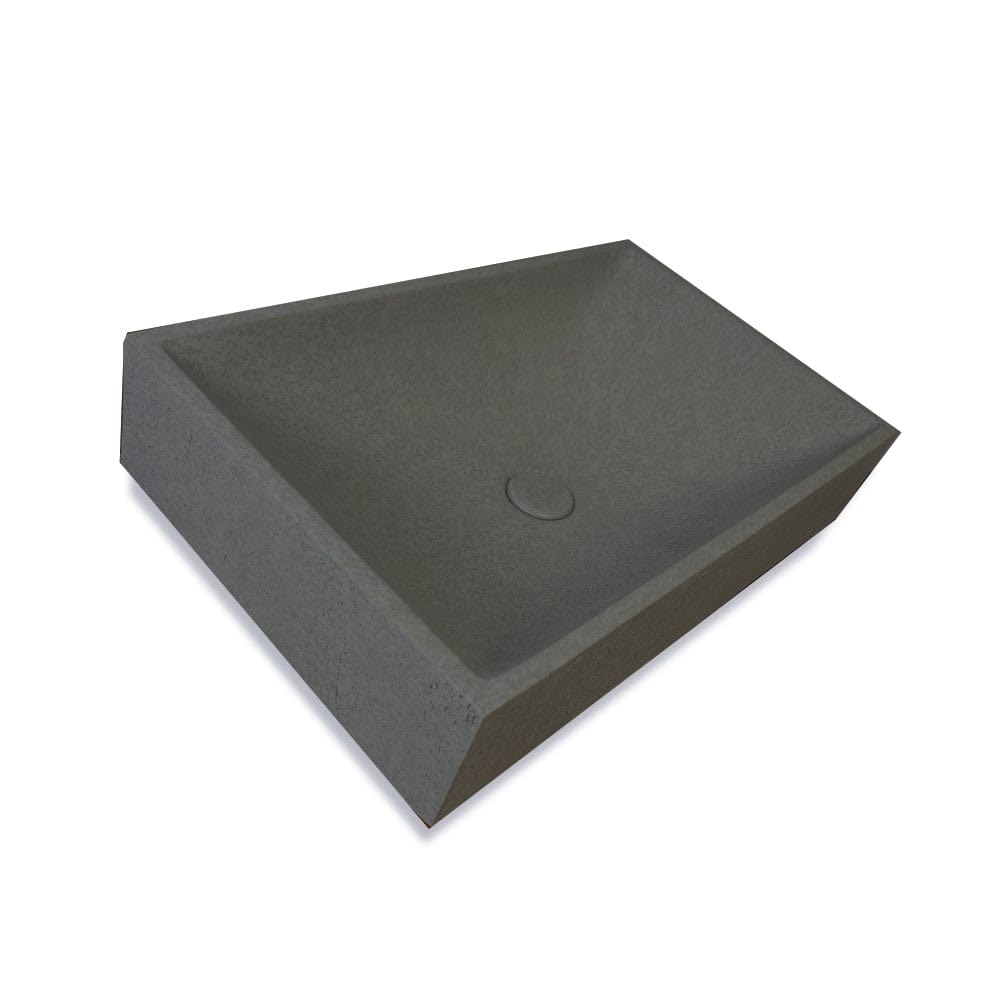 Feppder Rectangular Cast Concrete Vessel Sink - Dark Gray with Textured Finish