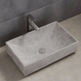 Feppder Rectangular Cast Concrete Vessel Sink - Light Gray with Textured Finish