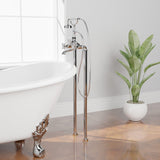 Freestanding Telephone Tub Faucet and Supply Lines - Angular Body and Cross Handles