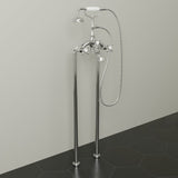 Freestanding Telephone Tub Faucet and Supply Lines - Angular Body and Cross Handles